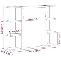 Badkamerspiegelkast 80x20,5x64 cm bewerkt hout oud houtkleurig - thumbnail