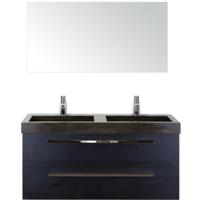 Seville Badmeubelset 120 cm - 2 Laden Black Oak - Wastafel Lucca Dubbel met Spiegel - thumbnail