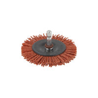 Wolfcraft Nylon-draadborstel | Rood | 6-kant schacht | Ø75mm | 1 stuk - 1500000 - thumbnail