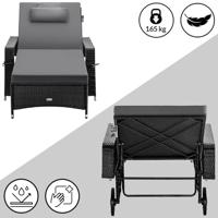 Ligbed Zwart/Antraciet Kunststof 193x90x43cm - thumbnail