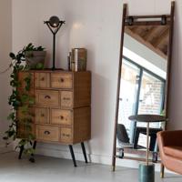 Dutchbone Spiegel 'Riva' 180 x 59.5cm, beukenhout / leer / messing - thumbnail