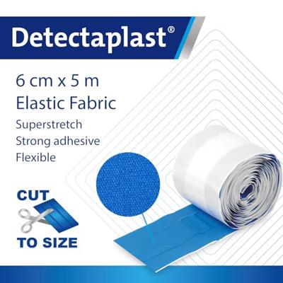 Detectaplast Elastic textielpleister, ft 6 cm x 5 m, op rol
