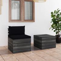 2-delige Loungeset met kussens pallet massief grenenhout - thumbnail