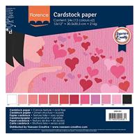 Florence • cardstock papier 216g textuur 30,5x30,5cm multipack valentijn 24x - thumbnail