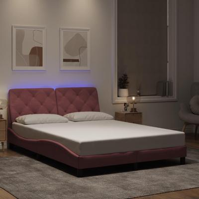 Bedframe met LED-verlichting fluweel roze 120x200 cm