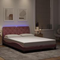 Bedframe met LED-verlichting fluweel roze 120x200 cm - thumbnail