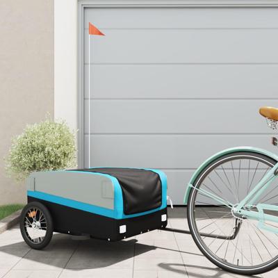 Fietstrailer 45 kg ijzer zwart en blauw Fietstrailer 45 kg ijzer zwart en blauw