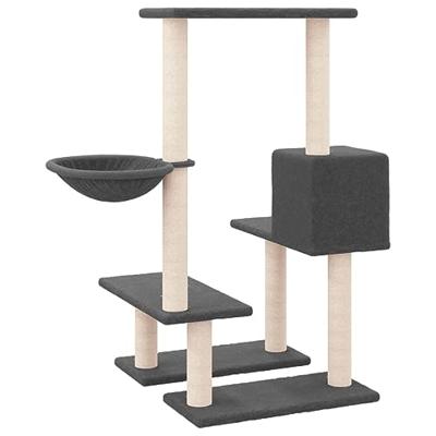 vidaXL Kattenmeubel met sisal krabpalen 94,5 cm donkergrijs, kattenpaal, kattenboom, kattenkrabpaal, kattenhuis, kattenmeubel, kattenpalen