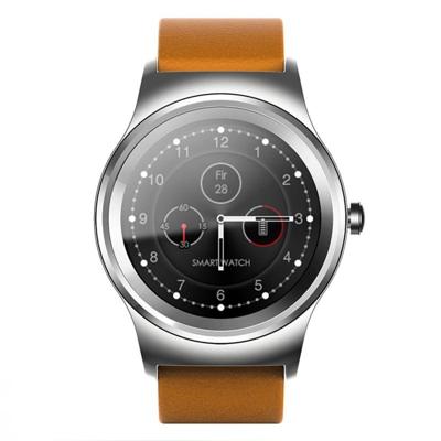 SMA-ronde 1.28 inch Color Touch scherm Bluetooth Leather Strap Smart Watch, waterdicht, de controle van de stem van de steun / hartslag monitor / slap