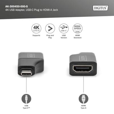 Digitus USB 2.0 Adapter [1x USB-C - 1x HDMI-bus] AK-300450-000-S