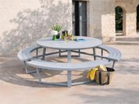 Ronde picknicktafel PERUGIA 8 personen aluminium kasjmier - thumbnail