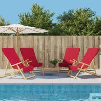VidaXL Strandhanddoeken 4 st 400 g/m² 60x135 cm stof bordeauxrood - thumbnail