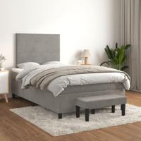 Boxspring met matras fluweel lichtgrijs 120x200 cm - thumbnail