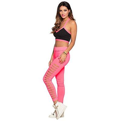 Legging Met Scheuren Neon Roze