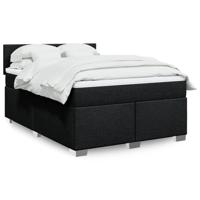 Boxspring met matras stof zwart 140x190 cm - thumbnail