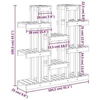 Plantenstandaard grijs 104,5x25x109,5 cm massief grenenhout - thumbnail
