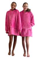 Draagbare deken met capuchon & mouwen - kind - roze - thumbnail