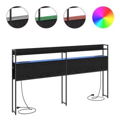 Hoofdbord met plank met opslag Zwart eiken 180 cm Bewerkt hout