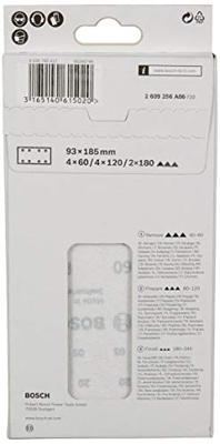 Bosch Accessories 2609256A82 Oscillerend schuurpapier Met klittenband, Geperforeerd Korrelgrootte (num) 80 (l x b) 185 mm x 93 mm 10 stuk(s)