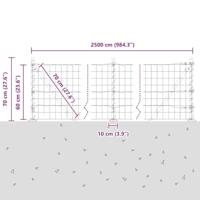 VidaXL Hek met paal grijs 0,6 x 25 m staal en pvc - thumbnail