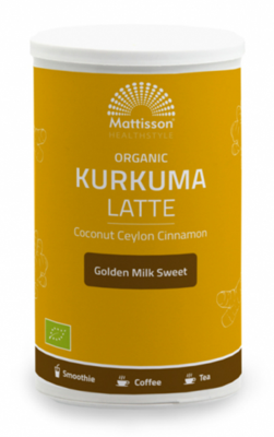 Mattisson Latte kurkuma goldenmilk gezoet kaneel - kokos bio 175 Gram Mattisson Latte kurkuma goldenmilk gezoet kaneel - kokos bio 175 Gram