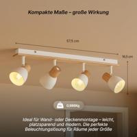 Brilliant PlafondlampDaintree 4-lichts wit met hout - 99867/75 - thumbnail