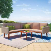 4-delige Loungeset met kussens poly rattan grijs - thumbnail