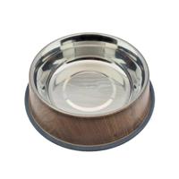 Nobleza Luxe voerbakje - RVS met houtmotief - Maat XS - thumbnail