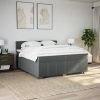 Boxspring met matras stof donkergrijs 200x200 cm - thumbnail