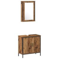 Badkamermeubelset 2 pcs Bruin 60 x 30 x 60 cm Bewerkt hout - thumbnail