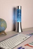 Mini Lavalamp Met Glitters - Zilver/blauw - thumbnail