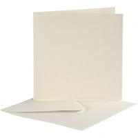 Creativ Company Kaarten & enveloppen, afmeting kaart 12,5x12,5 cm, afmeting envelop 13,5x13,5 cm, off-white, 10 set/ 1 doos - thumbnail