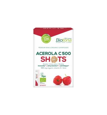 Acerola C 500 shots 2.2 gram bio 20 Stuks Acerola C 500 shots 2.2 gram bio 20 Stuks