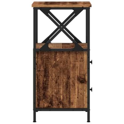 Nachtkastje 34x35,5x70 cm bewerkt hout oud houtkleurig