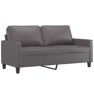2-delige Loungeset met kussens kunstleer grijs - thumbnail