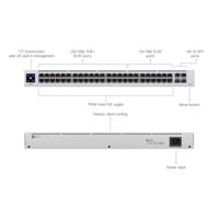 Ubiquiti Networks UniFi USW-48-POE-EU netwerkswitch, Gigabit Ethernet (10/100/1000), Ethernet-aansluiting, ondersteunt stroomvoorziening via deze poort (PoE), zilverkleurig - thumbnail