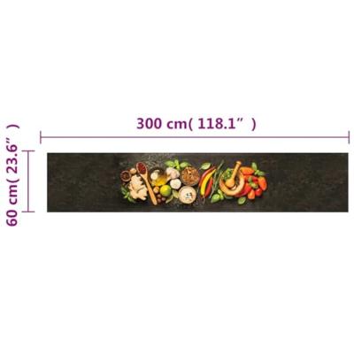 Keukenmat wasbaar kruidenprint 60x300 cm fluweel