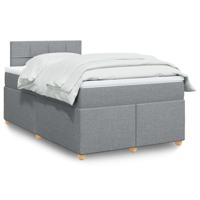 Boxspring met matras stof lichtgrijs 120x190 cm - thumbnail