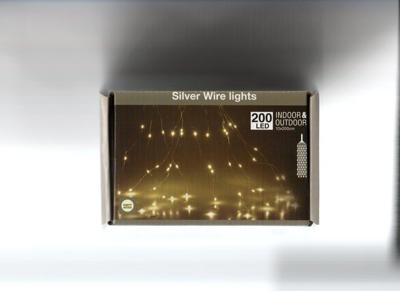Zilverdraad 200 lampjes warm wit