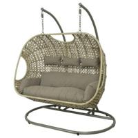 (R) Egg chair hangstoel Palermo zandkleurig 196 cm - thumbnail