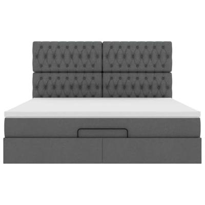 Ottoman bed met matras en LED's 160x200cm stof donkergrijs