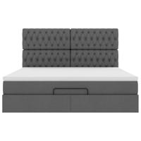 Ottoman bed met matras en LED's 160x200cm stof donkergrijs - thumbnail