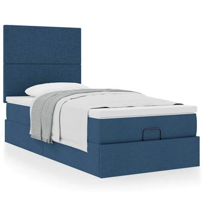Bed met matras 90x200 cm stof blauw