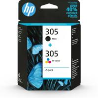 HP 305 originele zwarte drie-kleuren inktcartridges, 2-pack (6ZD17AE) - thumbnail