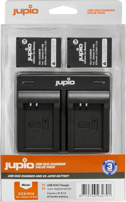 Jupio Value Pack: 2x Battery LP-E12 + USB Dual Charger