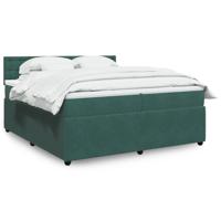 Boxspring met matras fluweel donkergroen 200x200 cm - thumbnail