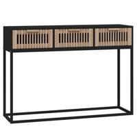 Wandtafel 105x30x75 cm bewerkt hout en ijzer zwart - thumbnail