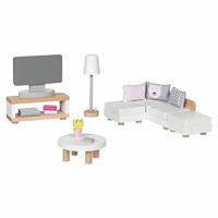 Goki houten poppenmeubels woonkamer, 15dlg. - thumbnail