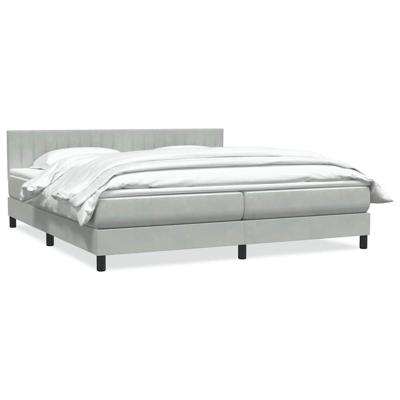 Boxspring met matras fluweel lichtgrijs 180x220 cm