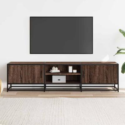 Tv-meubel 160x35x41 cm bewerkt hout metaal bruin eikenkleur